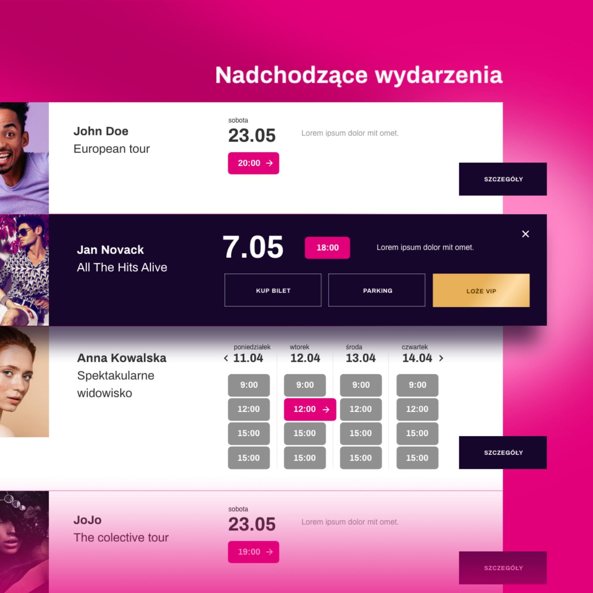 Moduł wydarzeń jednorazowych i cyklicznych – TAURON Arena Kraków
