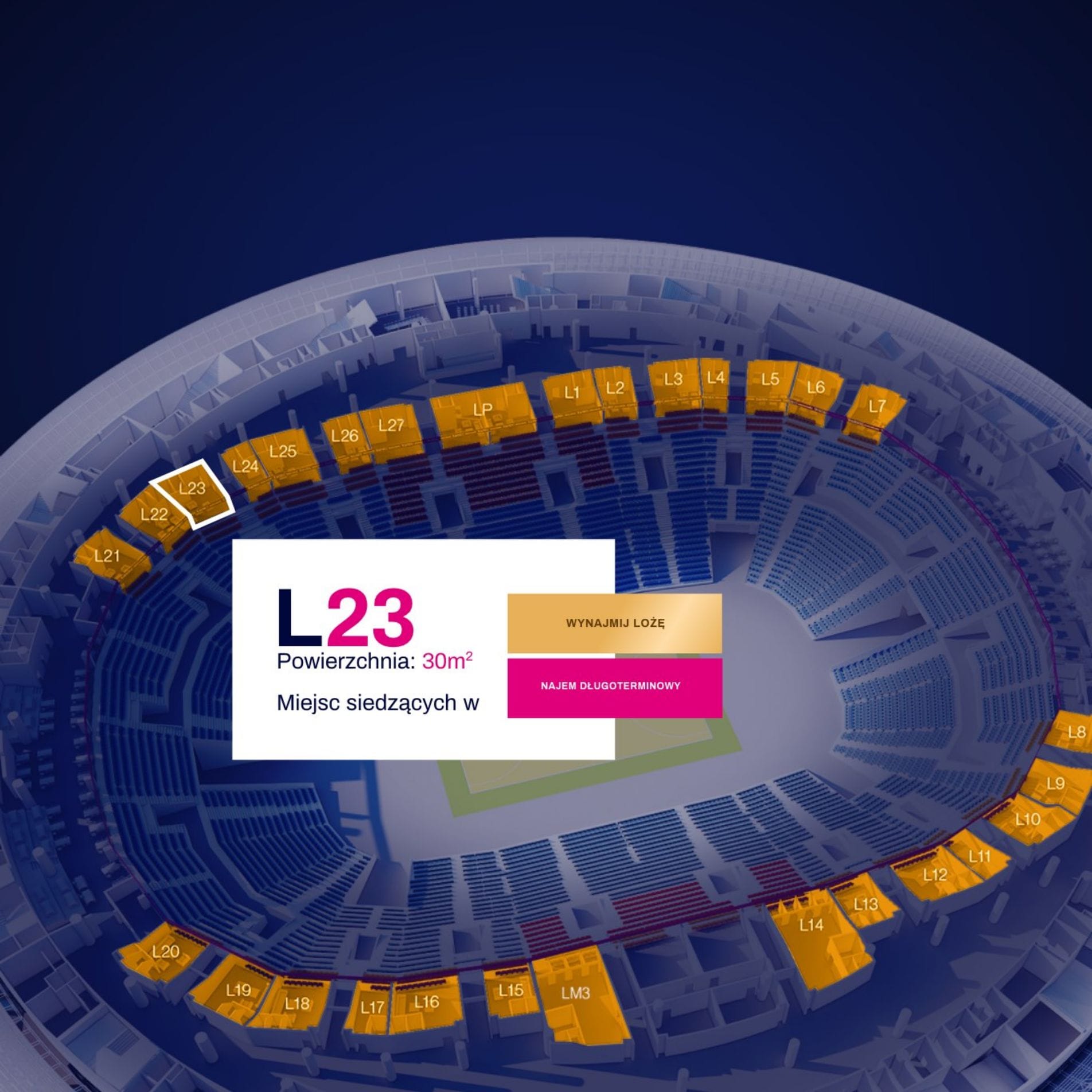 Interaktywny plan areny z ofertą Lóż VIP – TAURON Arena Kraków