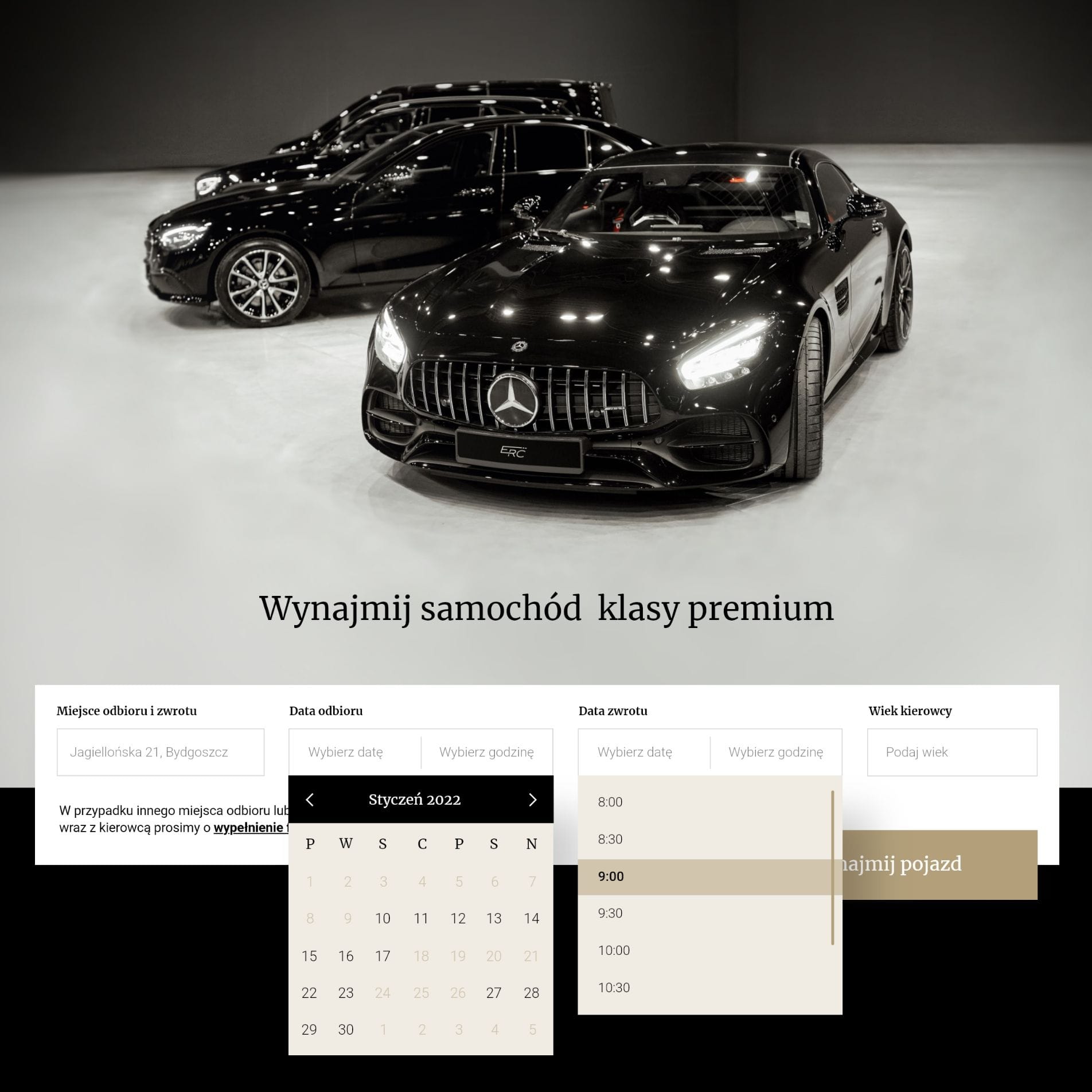 Wyszukiwarka samochodów premium w serwisie Envio Rental Car