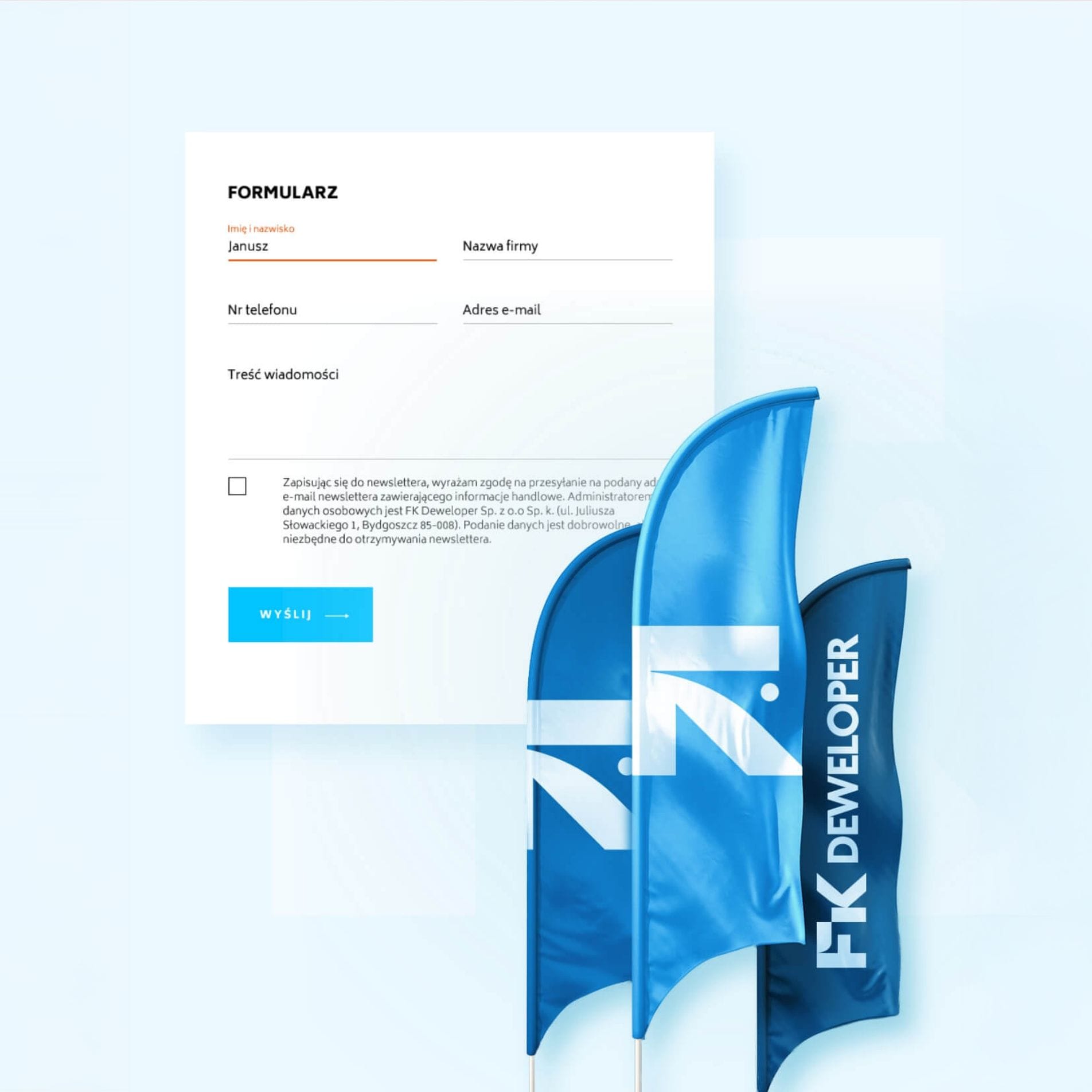 Projekt interfejsu UX UI strony internetowej biura nieruchomości FK Developer