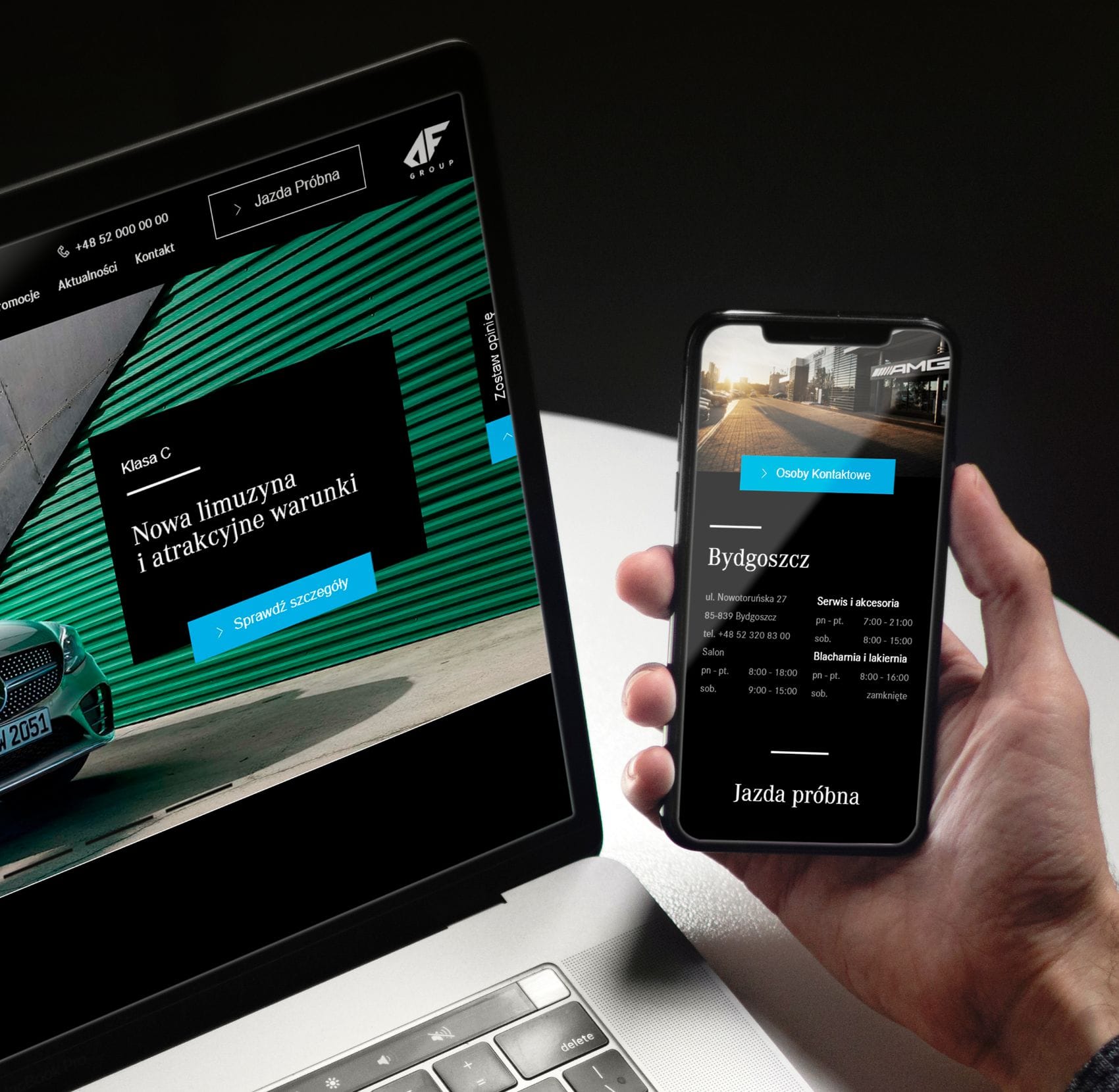 Układ elementów i architektura informacji na stronie www Auto Frelik