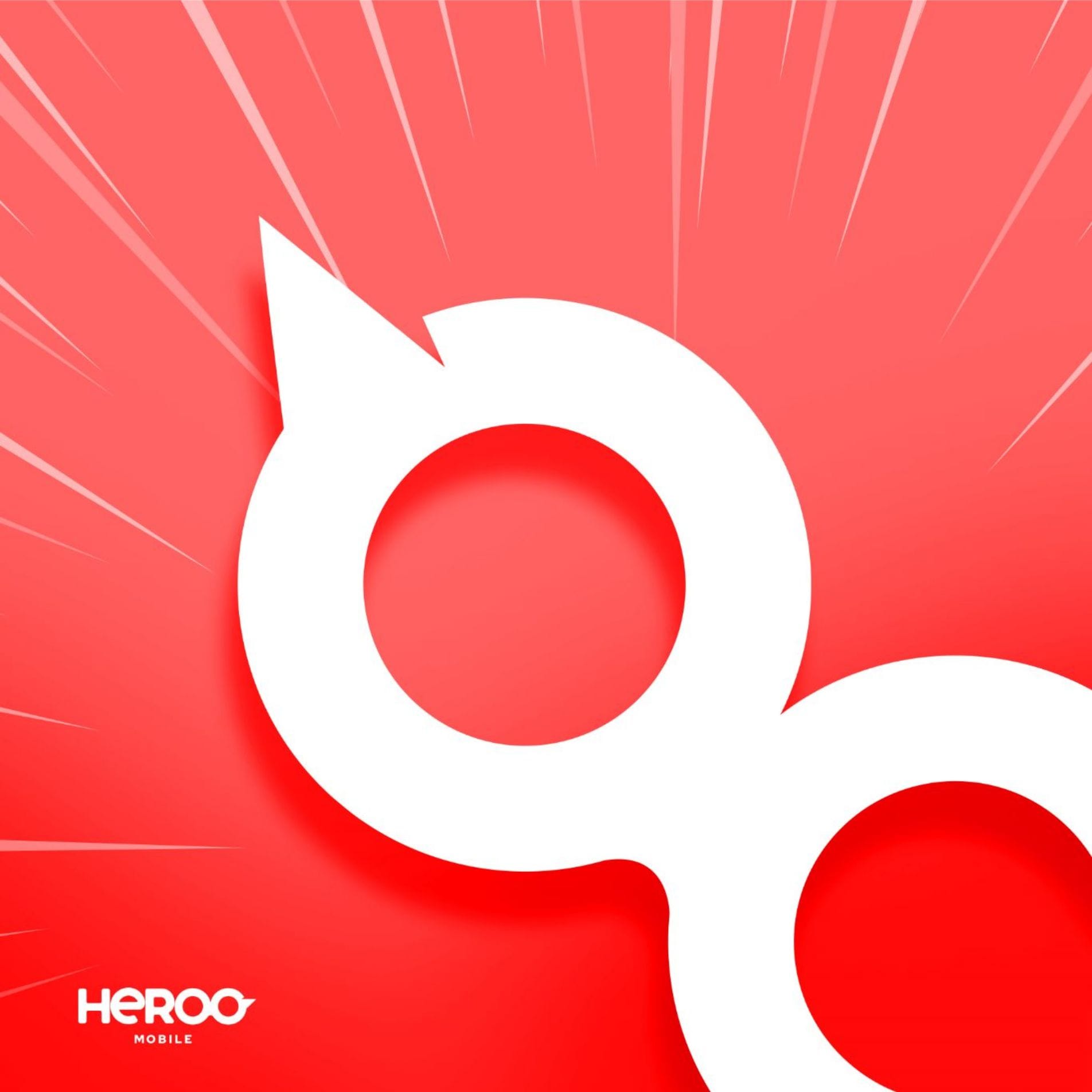 Zbliżenie na detale logo Heroo Mobile symbolizujące maskę komiksowego superbohatera