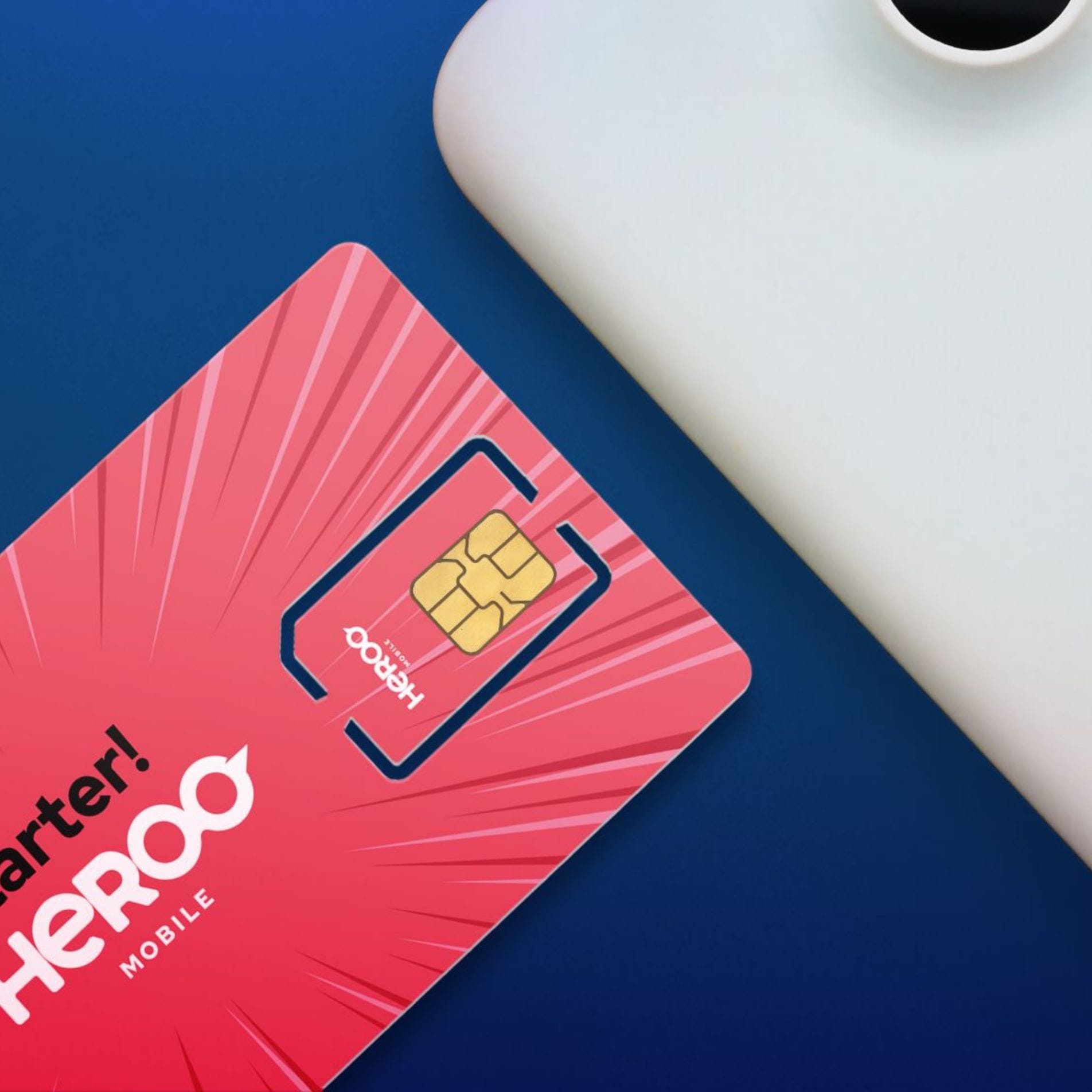 Materiały akcydensowe Heroo Mobile – wizytówki, papier firmowy i autorski projekt karty SIM