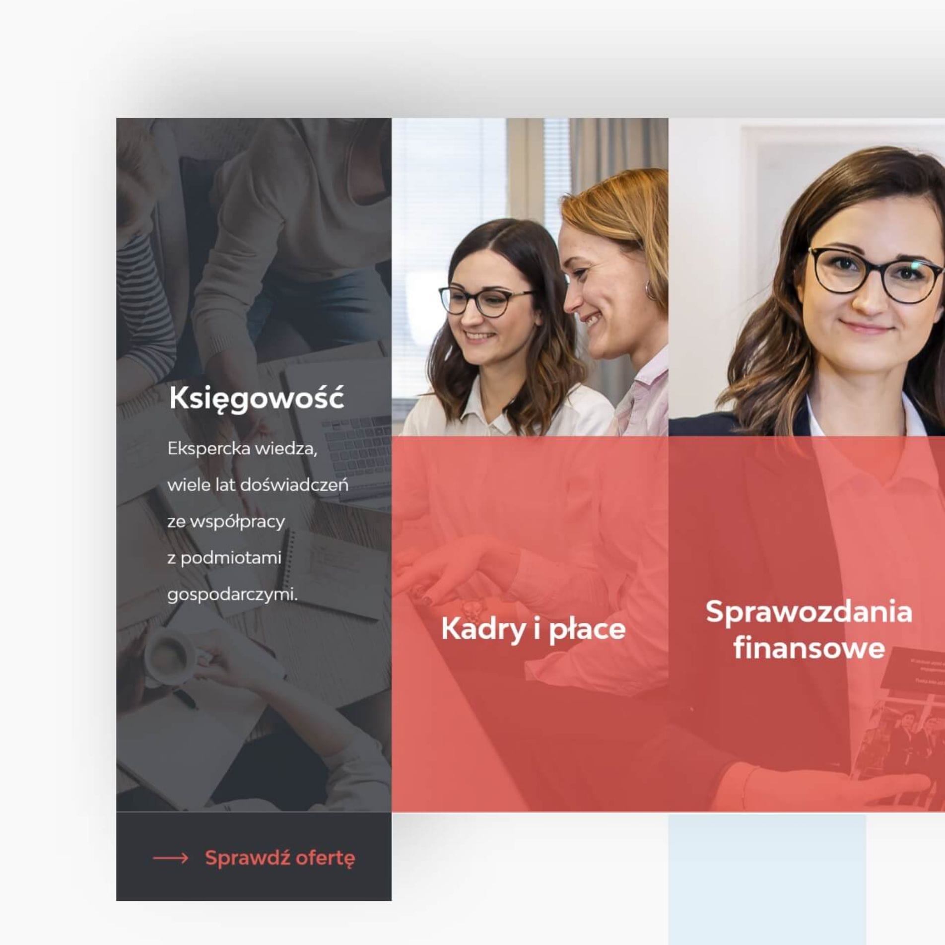 Podstrona usług KAM Redovisning z intuicyjną ścieżką kontaktu