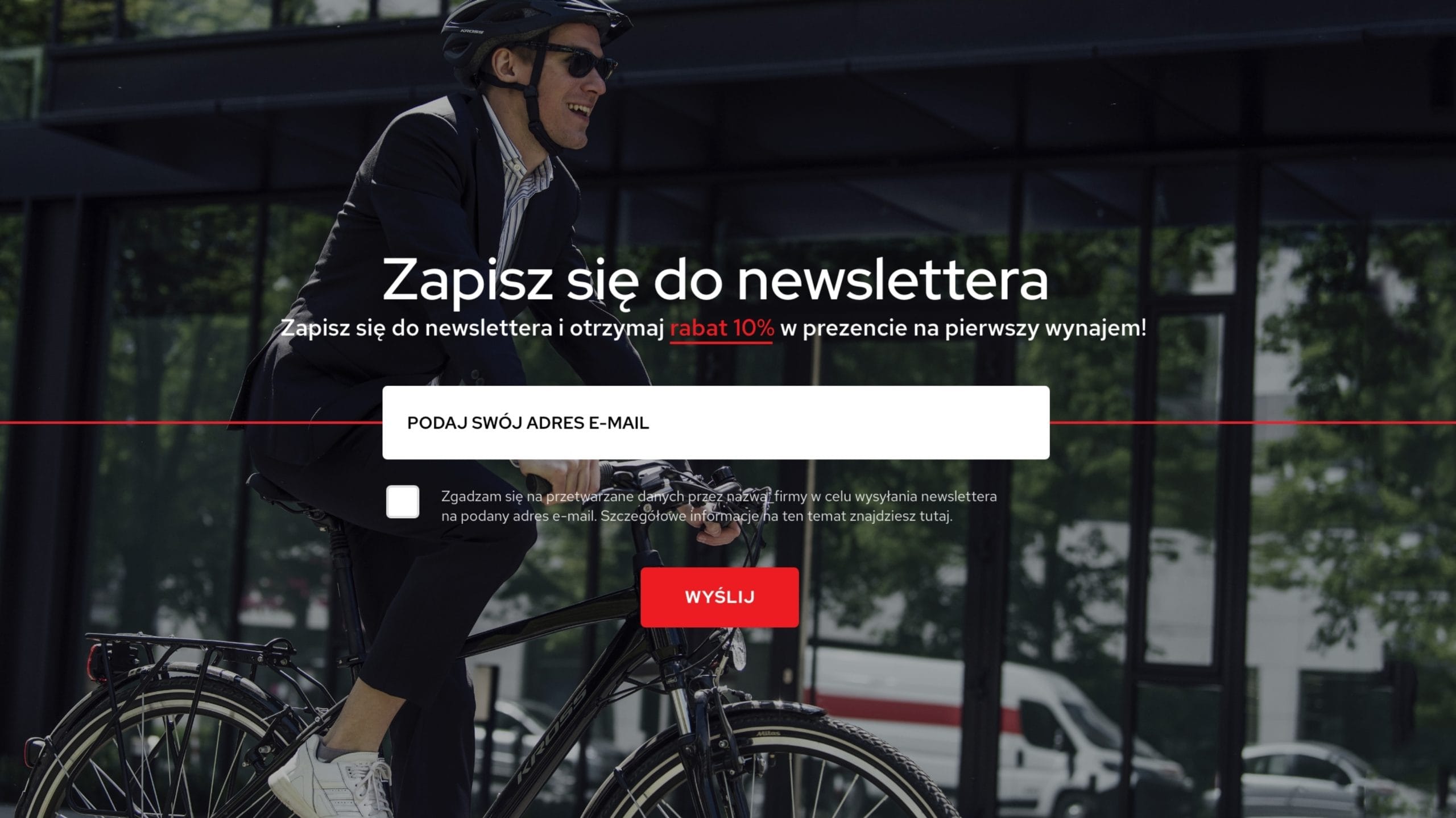 Sekcja zapisu do newslettera Kross Rental