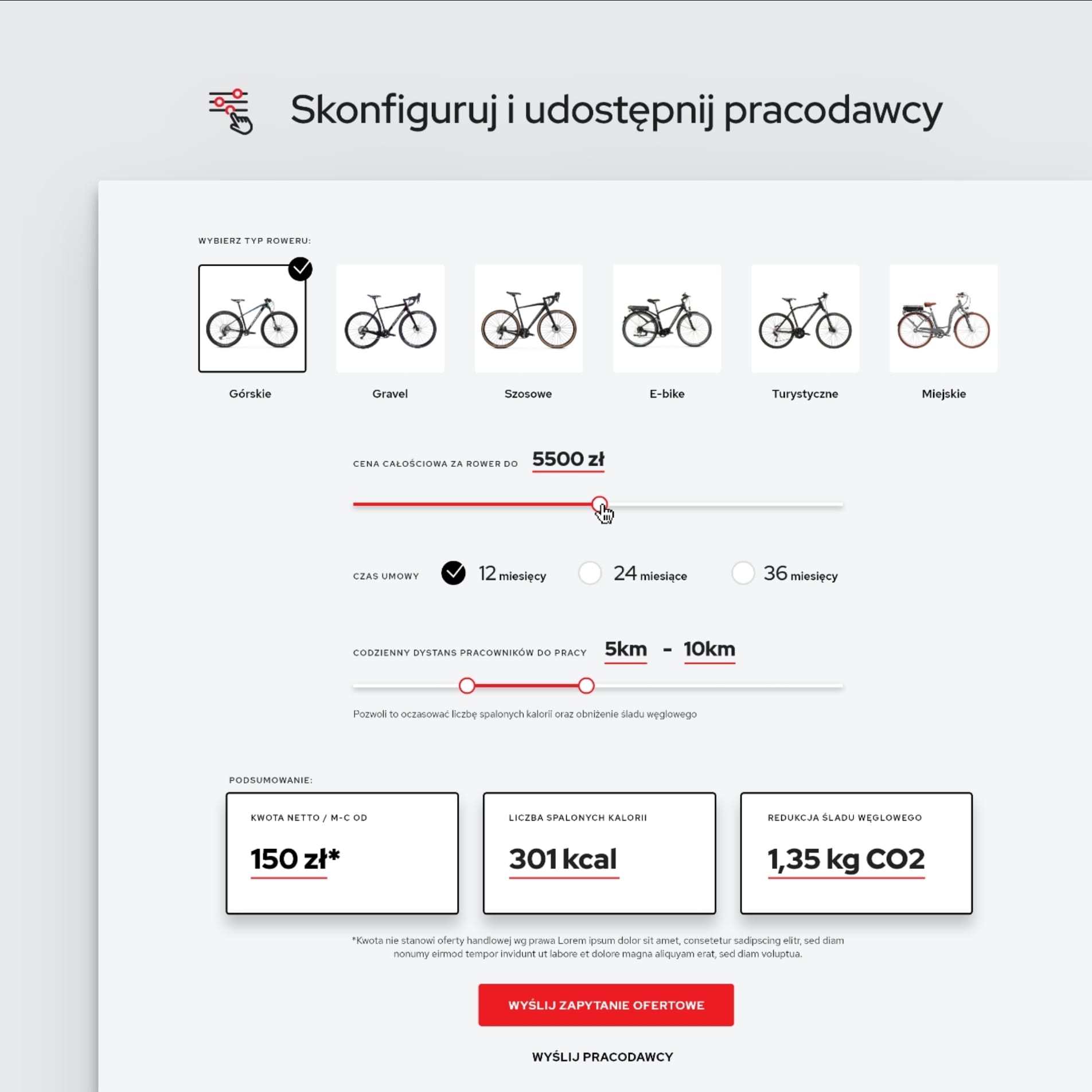 Konfigurator najmu rowerów Kross Rental
