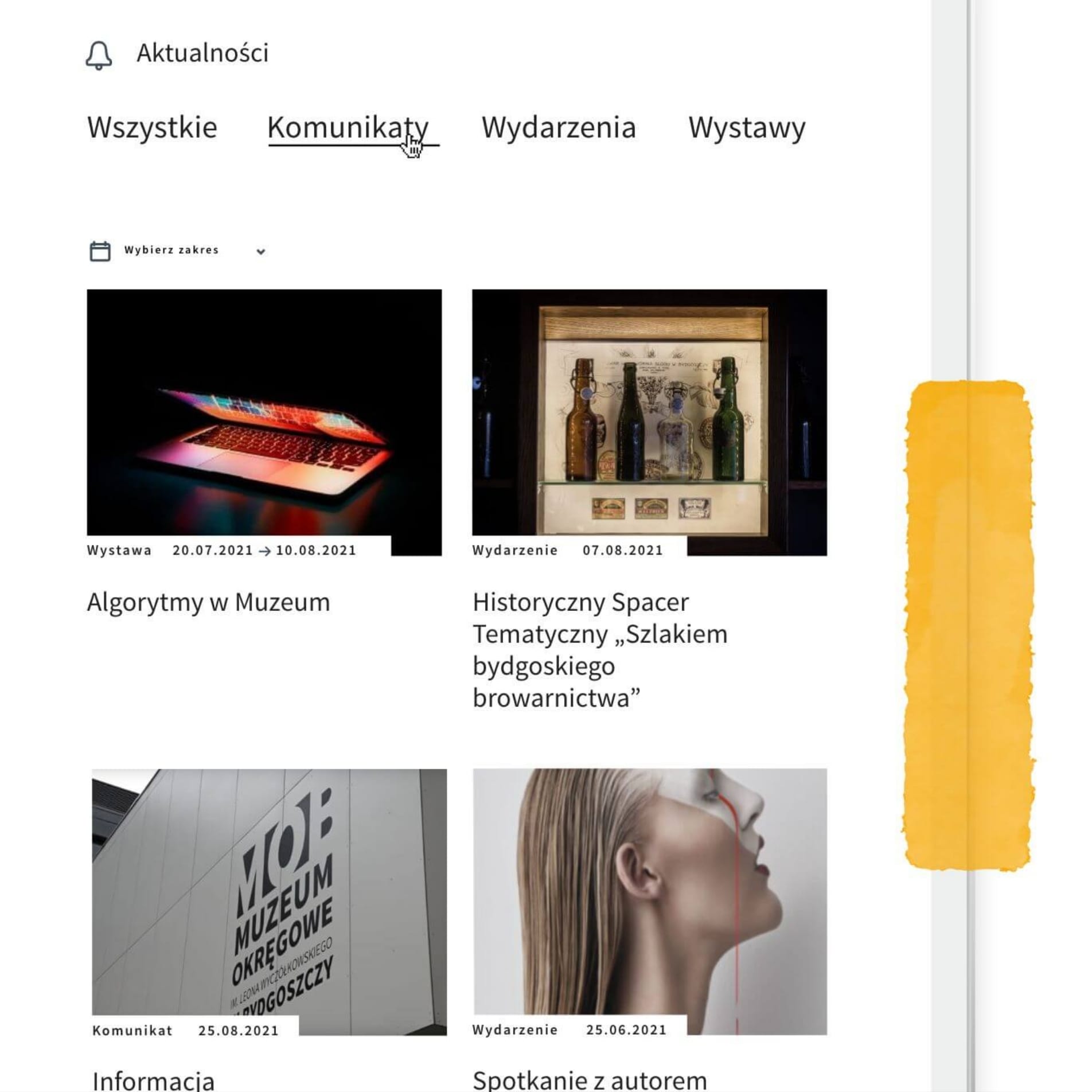 Lista wydarzeń i aktualności Muzeum Okręgowego w Bydgoszczy
