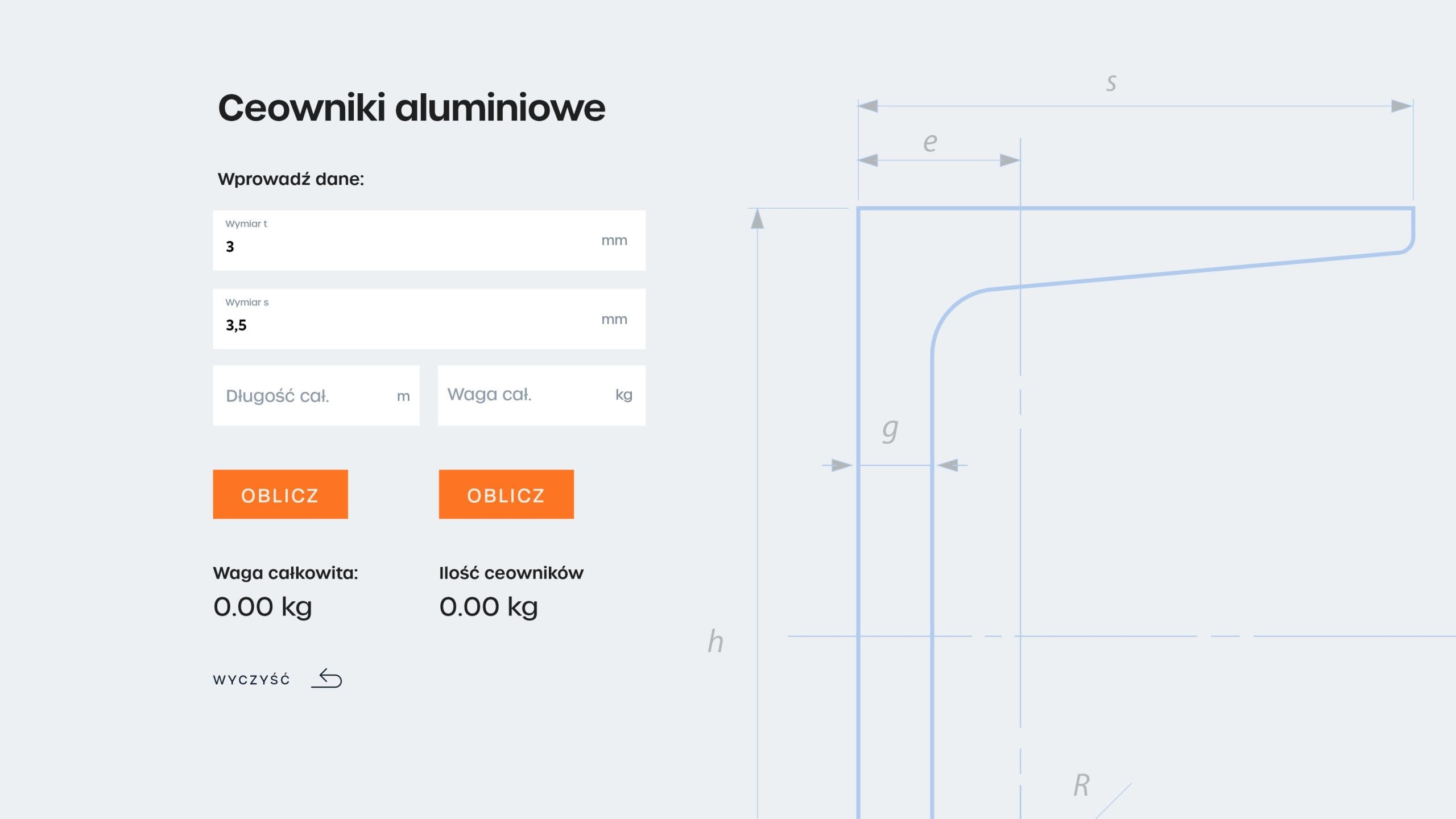 Kalkulator wag produktów ze stali nierdzewnej i aluminium na stronie Nova Trading