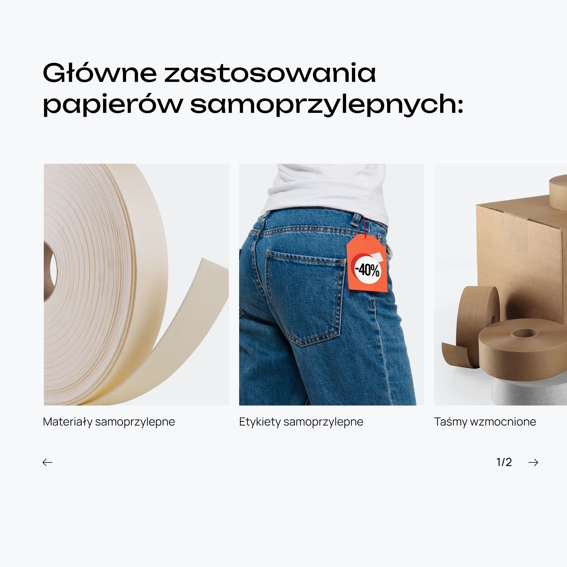 Sekcja Pasaco prezentująca zastosowanie produktów w różnych rozwiązaniach