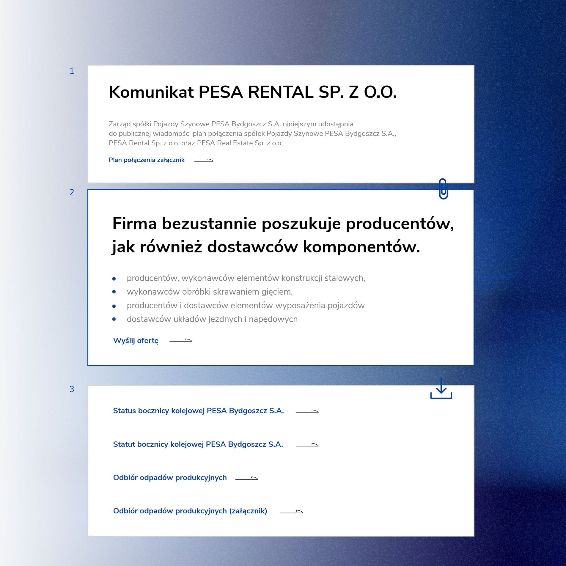Informacje o Grupie Pesa i materiały do pobrania na stronie