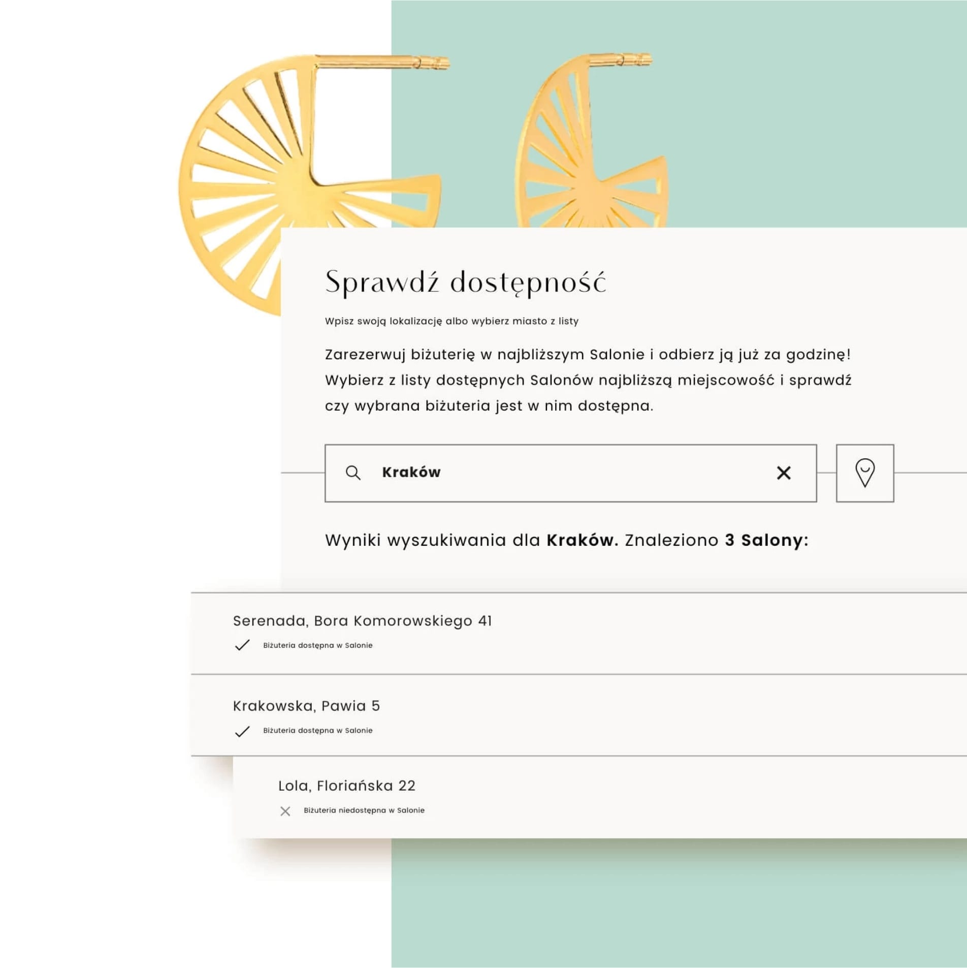 Funkcja zamówienia produktu online i odbioru biżuterii w salonie