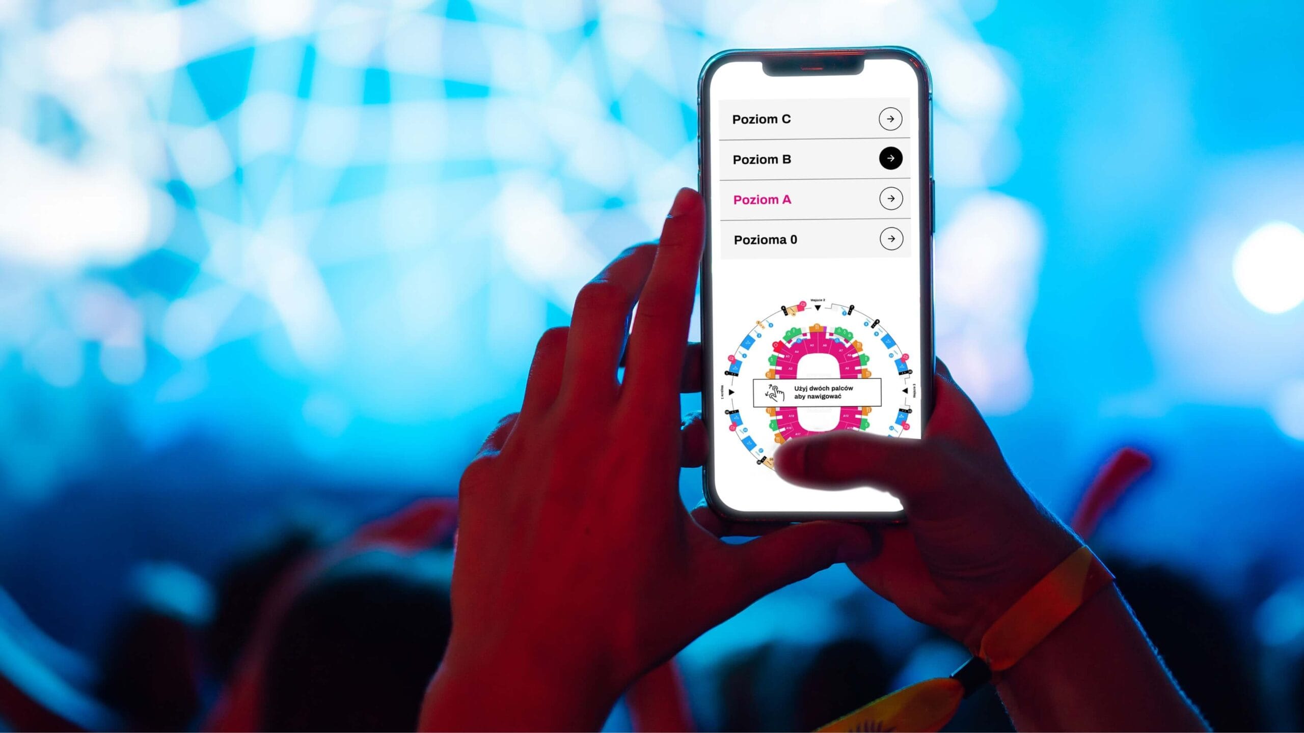 Interaktywna mapa TAURON Arena Kraków zoptymalizowana na urządzenia mobilne